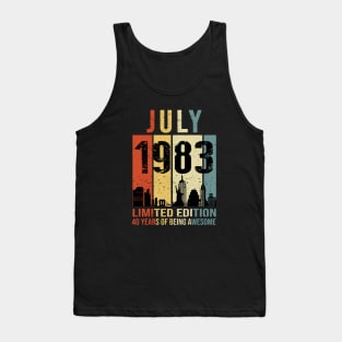 Made In 1983 July 40 Years Of Being Awesome Tank Top